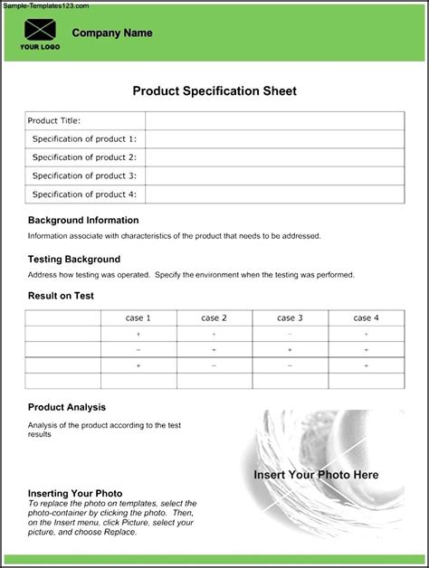 modern product specification template spec sheet template playbestonlinegames