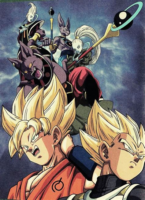goku and vegeta with whis vados lord beerus and lord champa dibujos anime de dragones y