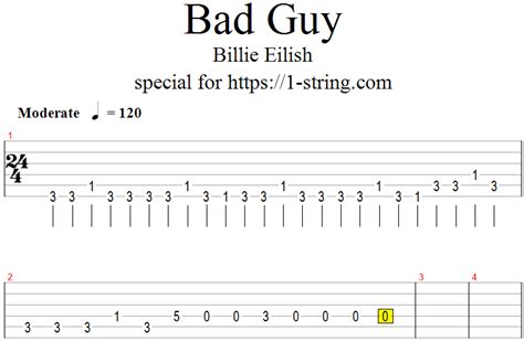 billie eilish bad guy   guitar string tabs lesson