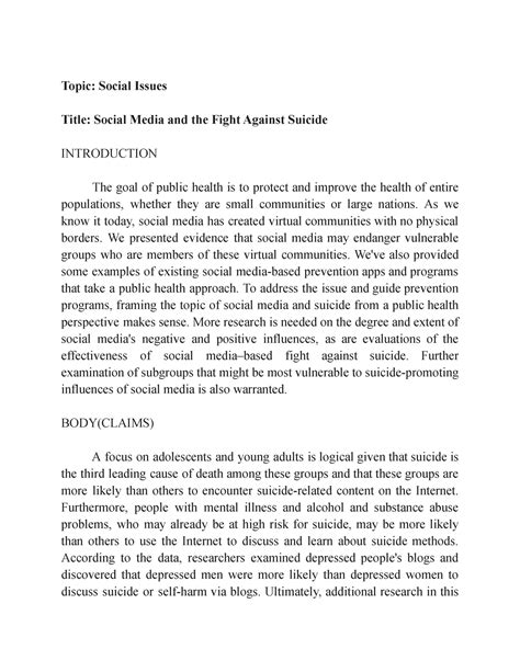 position paper topic social issues title social media   fight