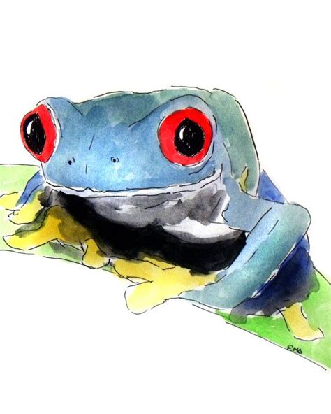 frog painting animal art print colorful art  drawfortoffee