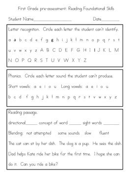 printable reading assessment tests  spelling test printables practice  reading