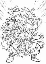 Coloring Dragon Ball Saiyan Pages Super Gotenks Goten Fusion Color Goku Trunks Form Characters Printable Print Kids Gotens Kid Sheets sketch template