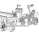 Lego Coloring Pages Knights Medieval Castle Printable Color Drawings Men Minifigures Drawing Pieces Kids Ages Brick Comments Getdrawings Middle sketch template