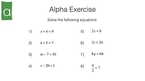 aa solving simple linear equations   unknown algebraically