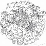 Norse Vikings Odin Nordic Tattoos Wikinger Nordische Erwachsene Mythologie Punzieren Malbuch Symbols sketch template