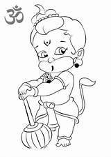 Hanuman Coloring Pages Baby Printable Kids Hinduism Adults sketch template