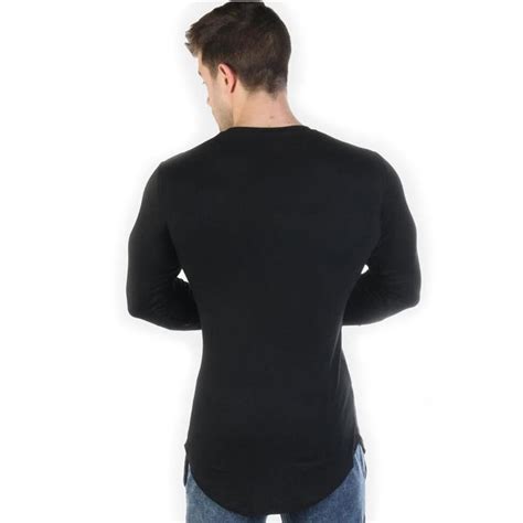 quick drying breathable slim solid color long sleeve  high fashion street style mens tops