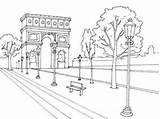Triunfo Triomphe Champs Coloriage Elysees élysées Monuments Colorier Pintar Enregistrée sketch template