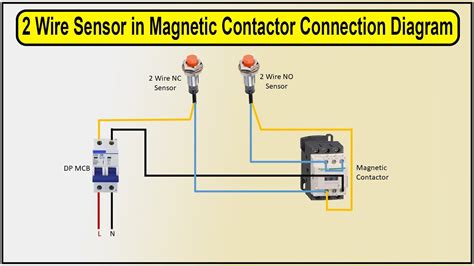wire sensor  magnetic contactor connection diagram proximity sensor youtube