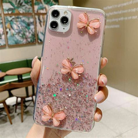 glitter case bling butterfly sparkle clear cover for iphone 12 11 pro