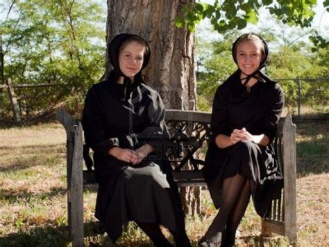 Two Amish Girls On The Bench Amish Amish Culture Plain People