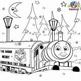 Thomas Christmas Colouring Train Pages Friends Engine Tank Kids Toy Printable Percy Book Color Winter Toys Games Print Show Vintage sketch template