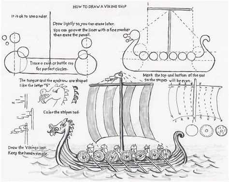 draw worksheets   young artist   draw  viking ship  lesson   young