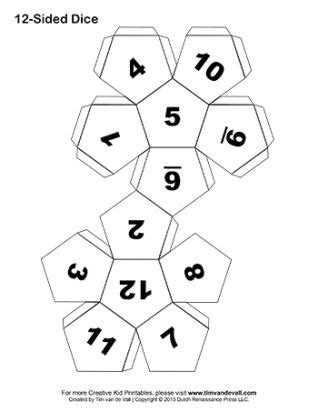 sided dice  tabs tims printables dice template  sided