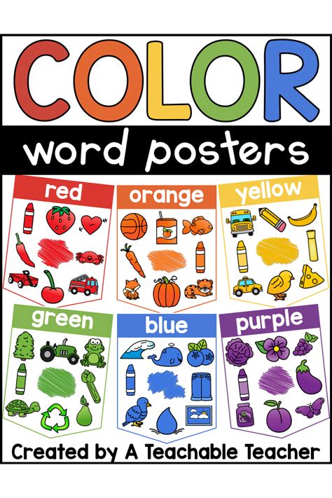 printable color word posters printable templates
