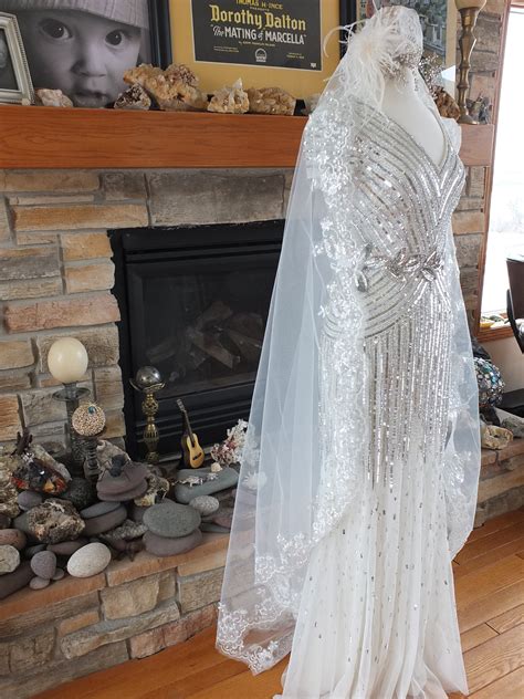 silver screen sequin art deco wedding gown  tres chicvery tres chic