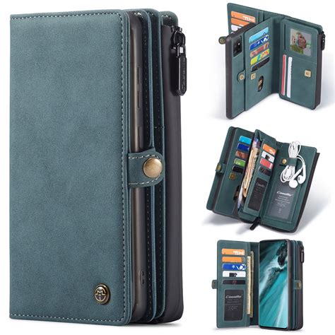 samsung galaxy  wallet case dteck matte leather zipper wallet case  card slots holder