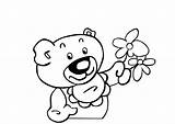 Coloring Bear Teddy Flowers Pages Printable Kids Templates Edupics sketch template