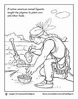 Squanto Coloring Pages Thanksgiving sketch template