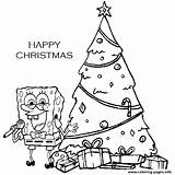 Spongebob Coloring Christmas Pages Printable sketch template