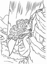 Merida Coloring Pages Cliff Climb Vertical Princess Disney sketch template