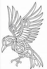 Embroidery Coloring Pages Ravens Designs Simple Crow Raven Drawing Viking Celtic Patterns Line Quilled Hand Adult Paper Baltimore Creations Tattoo sketch template