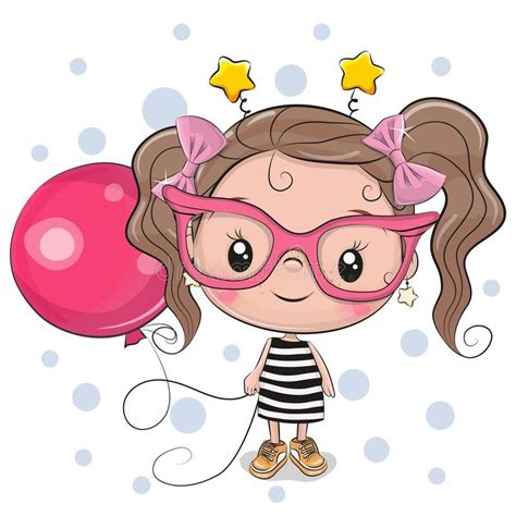 Cute Girl With Pink Glasses Stock Vector Illustration Of Cutie
