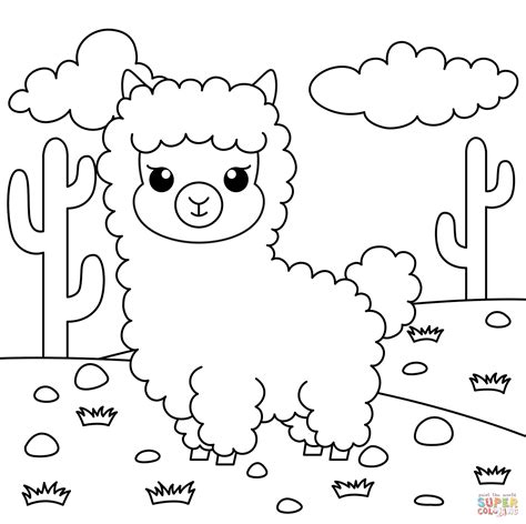 cute llama coloring page  printable coloring pages