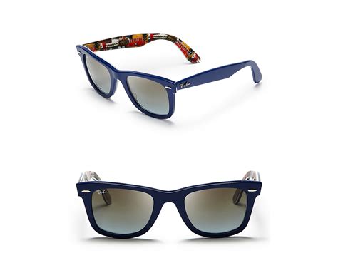 ray ban inside guitar printed wayfarer sunglasses in blue for men lyst