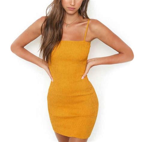 Buy New Sexy Bodycon Yellow Summer Dress