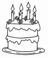 Cake Coloring Pages Flowers Color Birthday Colouring Candles Cakes Kids sketch template