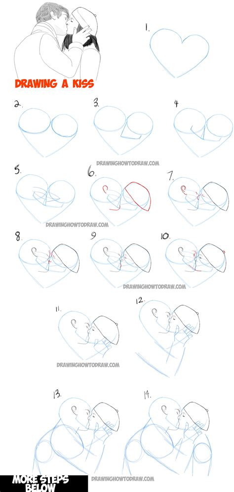 How To Draw Romantic Kisses Between Two Lovers Step By Step Drawing