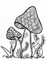 Mushroom Zentangle Psychedelic sketch template