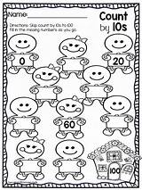 Counting Skip Math Count Kindergarten 100 10s Worksheets Activities Grade Christmas Freebie Preschool Learning Worksheet Teaching Maths Fun Gingerbread Number sketch template