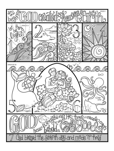 days  creation coloring page   sizes   etsy