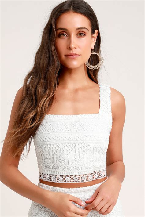 Cute White Top Lace Top Crochet Lace Top White Crop