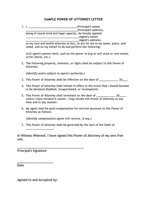 power  attorney sample letter  collection letter template collection