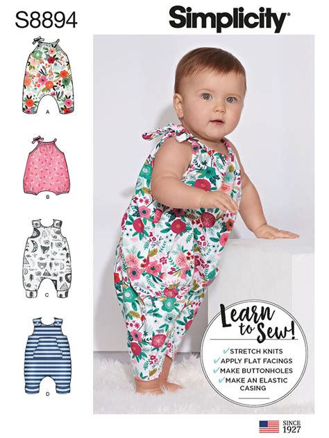 simplicity baby rompers sewing pattern  simplicity sewing