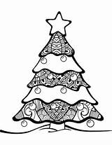 Christmas Coloring Tree Pages Printable Adult Natashalh Color Ornaments Advanced sketch template