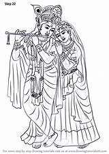 Krishna Radha Krishan Pencil Hinduism Drawingtutorials101 Shri Hindu Abstract Madhubani Shiva sketch template