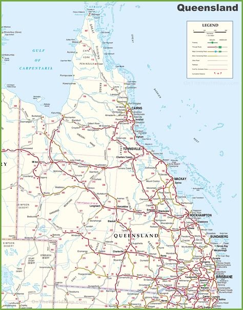 large detailed map  queensland  cities  towns