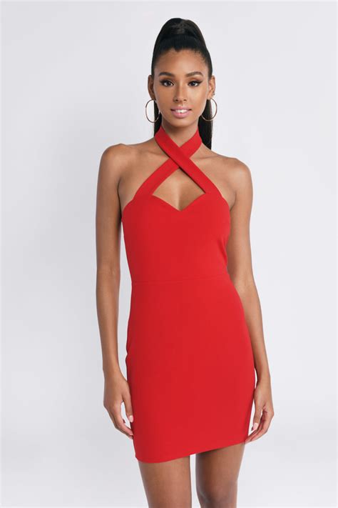 sexy red bodycon dress halter mini dress stunning red dress 31 tobi us