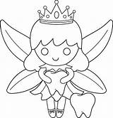 Fairy Tooth Coloring Pages Cute Clip Colouring Printable Colorable Books Print Line Sheets Fairies Cartoon Kids Sweetclipart Book Template Popular sketch template