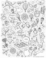 Valentine Hidden Coloring Hearts Find Choose Board Valentines Pages sketch template