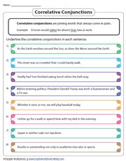 coordinating conjunctions worksheets  learning subordinating