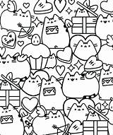 Pusheen Coloring Pages Cat Book Cute Colouring Valentine Printable Uploaded User sketch template