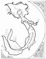 Mermaid Coloring Line Pages Drawing Drawings Mermaids Finish Coloriage Wood Burning Sheets Book Template Outline Sketches Sirène Adults Tattoos Sketch sketch template
