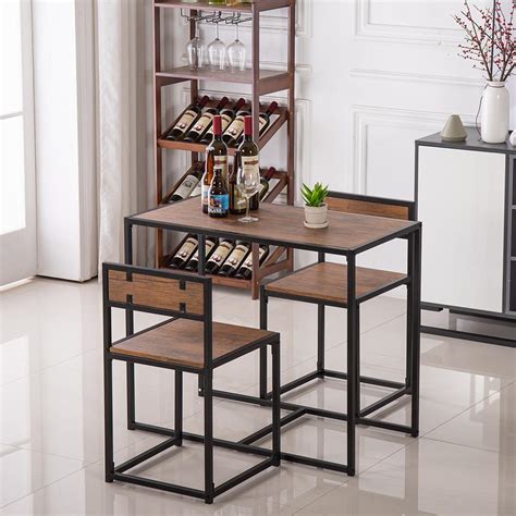 winado industrial  piece dining table   chair set  small space