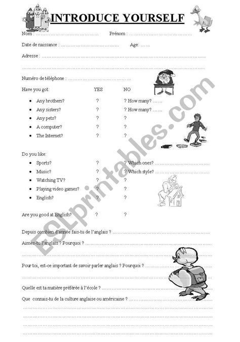 introduce yourself esl worksheet by thesilentman